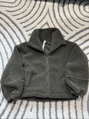 lululemon athletica Olive cinchable fleece zip up